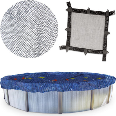Heavy Duty Leaf Net Pool Cover for 15x30 ft Oval Pools - Winch & Cable Included