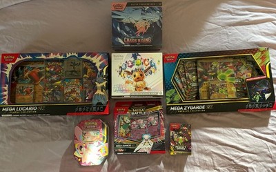 Pokemon TCG Sealed Lot Prismatic Evolutions ETB Mega Lucario Ex Chaos Rising ETB