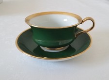 Fürstenberg Smaragd Grün Gold Kaffeetasse Tasse Untertasse grün Goldrand Sammler