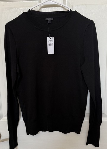 NWT Express Timeless Medium Black Crew Neck Long Sleeve Knit Women's Sweater