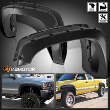 Fits 1999-2006 Chevy Silverado Gmc Sierra Smooth Black Pocket Style Fender Flare
