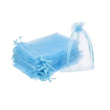100pcs Organza Bags 2x3 Inch Drawstring Favor Pouches Mesh Bag Sky Blue