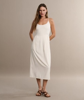 Jenni Kayne Rove Silk Dress Large Ivory Cream New With Tags! Midi Classic