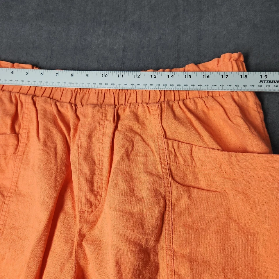 Pantalones Cortos A New Day Para Mujer Talla XXL Mezcla de Lino Naranja Resort Vacaciones Playa Foto 3 de 4