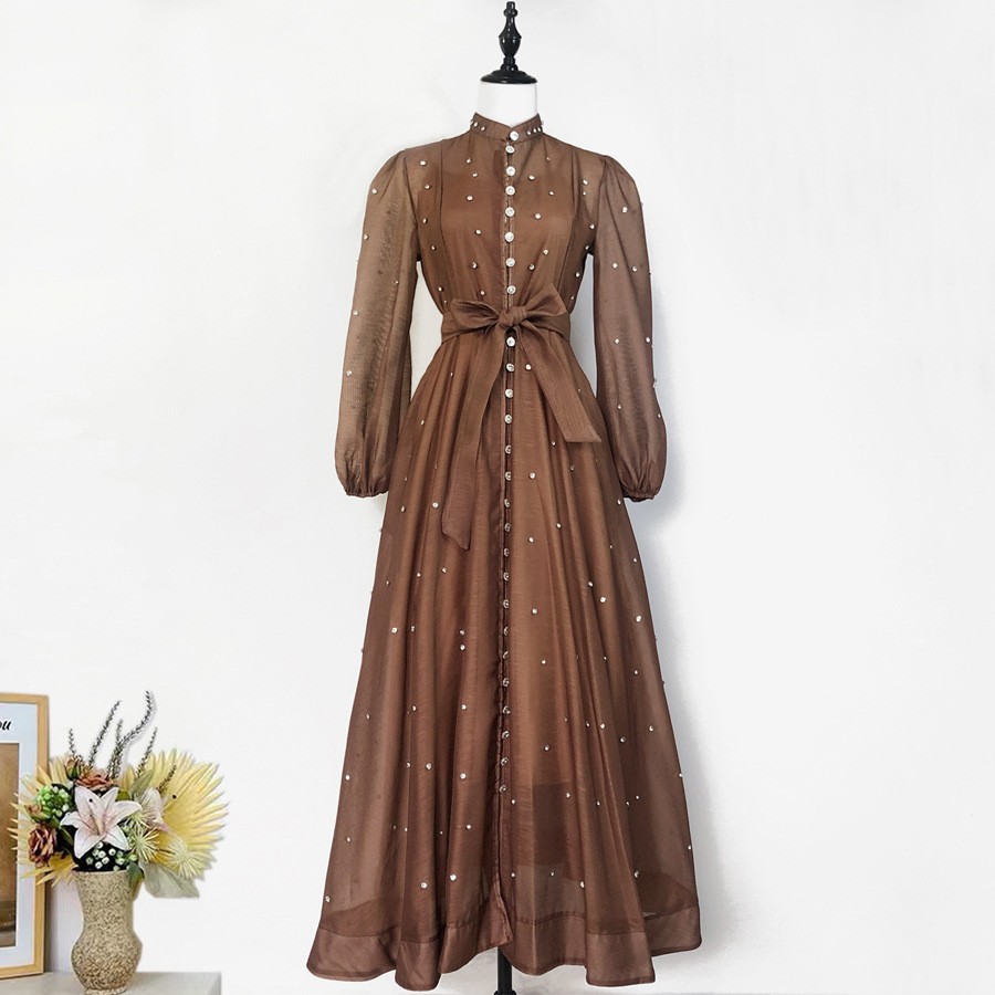 double high slit dress LEADER OF THE PACK LONG SLEEVE HIGH SLIT GOWN – AKIRA main image 0