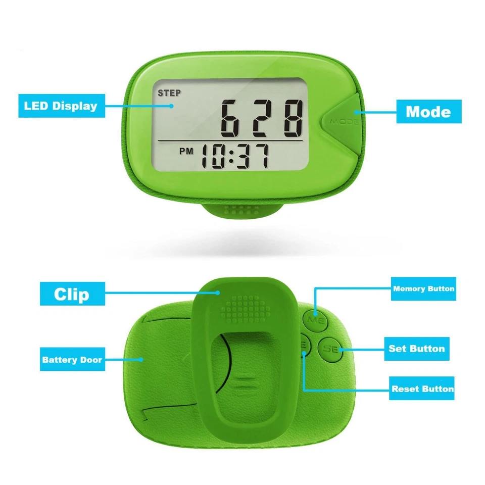LCD Digital Step Pedometer Walking Calorie Counter New Distance with Belt Clip - Image 2 of 4