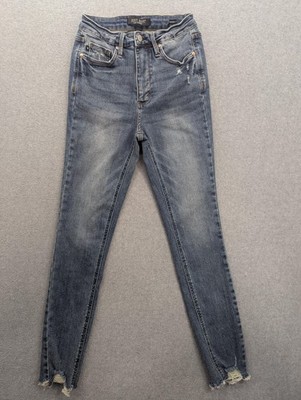 Judy Blue Jeans Womens 5 27 Blue Skinny Fit Distressed Raw Hem Stretch Denim