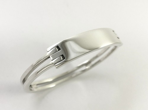 Brazalete brazalete de plata de ley 925 con bisagras con placa de identificación. 6,9" / 17,5 cm, 37~39 gramos - Imagen 3 de 17