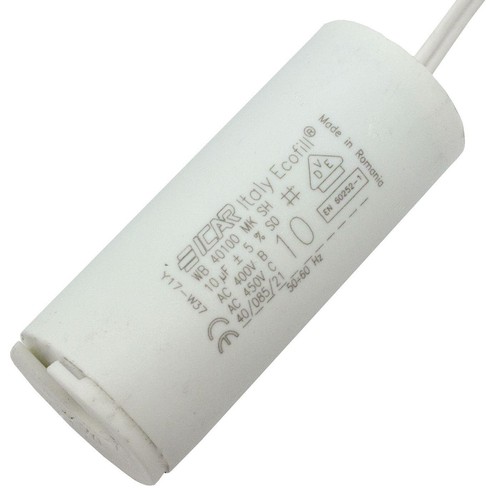Anlaufkondensator Motorkondensator 10µF 450V 30x71mm Kabel 8cm ICAR 10uF