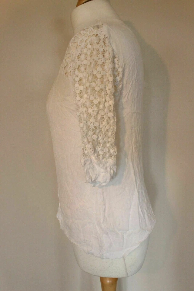 New Look White Crochet Lace Blouse Top Boho Festival Summer Size UK 10 - Image 2 of 4