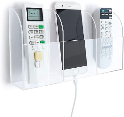 APSOONSELL Clear Acrylic Remote Holder Wall Mount Phone Holder Large Remote Cont