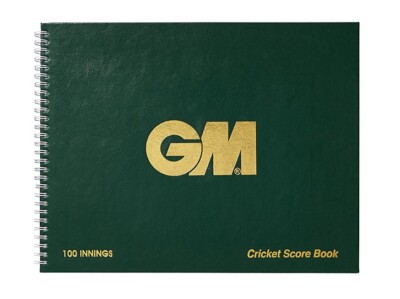 GM Cricket Scorebook drahtgebunden grün mit Gold GM Logo 100 Innings - kostenlose P&P