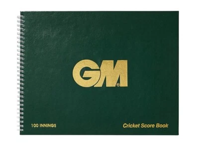 GM Cricket Scorebook drahtgebunden grün mit goldenem GM-Logo 100 Innings - kostenloser Versand - Bild 1 von 2