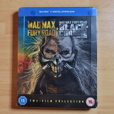 Mad Max Fury Road + Black Chrome Steelbook Blu Ray Neu Englisch Zavvi