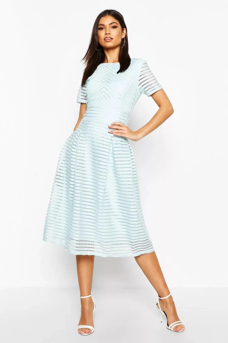 Boohoo Boutique Full Skirted Prom Midi Dress Turquiose Size 10 new