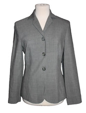 Women's Ann Taylor Jacket Blazer Grey 3 Button 100 Wool Size 4