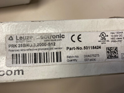 Leuze Electronic PRK 25B/4D.3,2000-S12 Reflexions-Lichtschranke   NEU & OVP