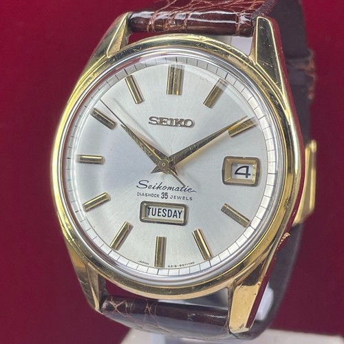 SEIKO SEIKOMATIC WEEK DATA AUTOMATIC DOLPHIN BACK MEN'S WRISTWATCH 60S USED - Picture 3 of 12
