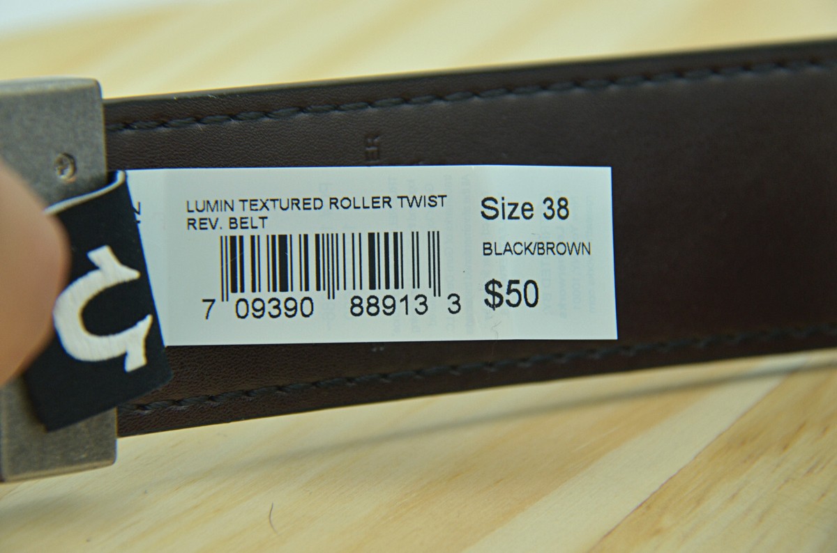 TRUE RELIGION Belt Men's 38 Reversible Lumin Textured Roller Twist