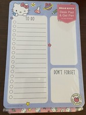 Hello Kitty Desk Note Pad w/ Tear Off Sheets, Gel Pen  Science Theme  NEW