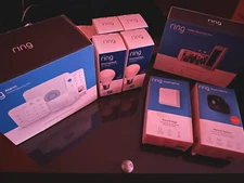 RING BUNDLE 2 GEN 5PC ALARM HOME SECURITY DOORBELL PRO 4PK BULBS ALEXA AUTO LOT