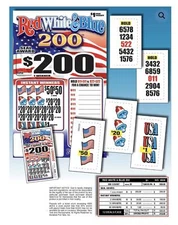 Pull Tab - Hard Card - Tickets Game - Holder - Red White and Blue