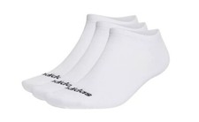 Image of Adidas Invisible No Show Socks White UK 6.5-8 3 Pack Lightweight Trainer Socks