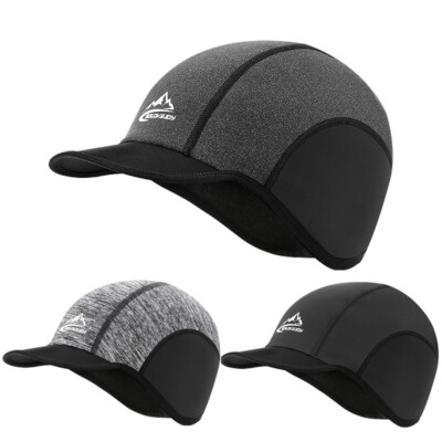Fahrrad Kappe Warm Winddichte Wintermütze unter Helm mit Krempe und Ohrenwärmer