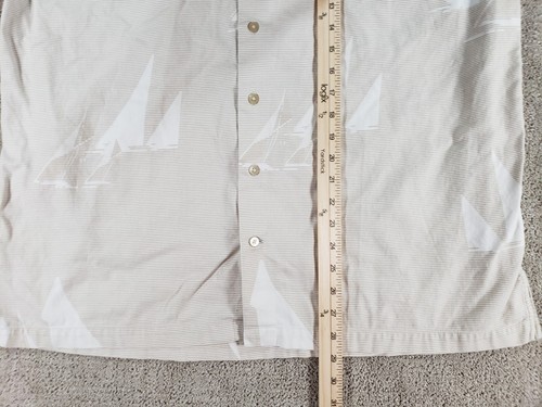 Cutter & Buck Mens Short Sleeve Button Up Shirt Large Beige Sailboat - Picture 3 of 7