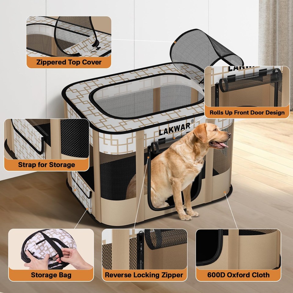 Upgraded Dog Playpen Outdoor Indoor, Portable Foldable Pet Playpen for