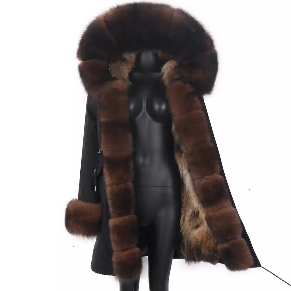 Damen CARMEN CHARLOTT Luxus Echt Pelz Parka Mantel Fuchspelz Größe 38/40 M NEU! - Bild 1 von 1
