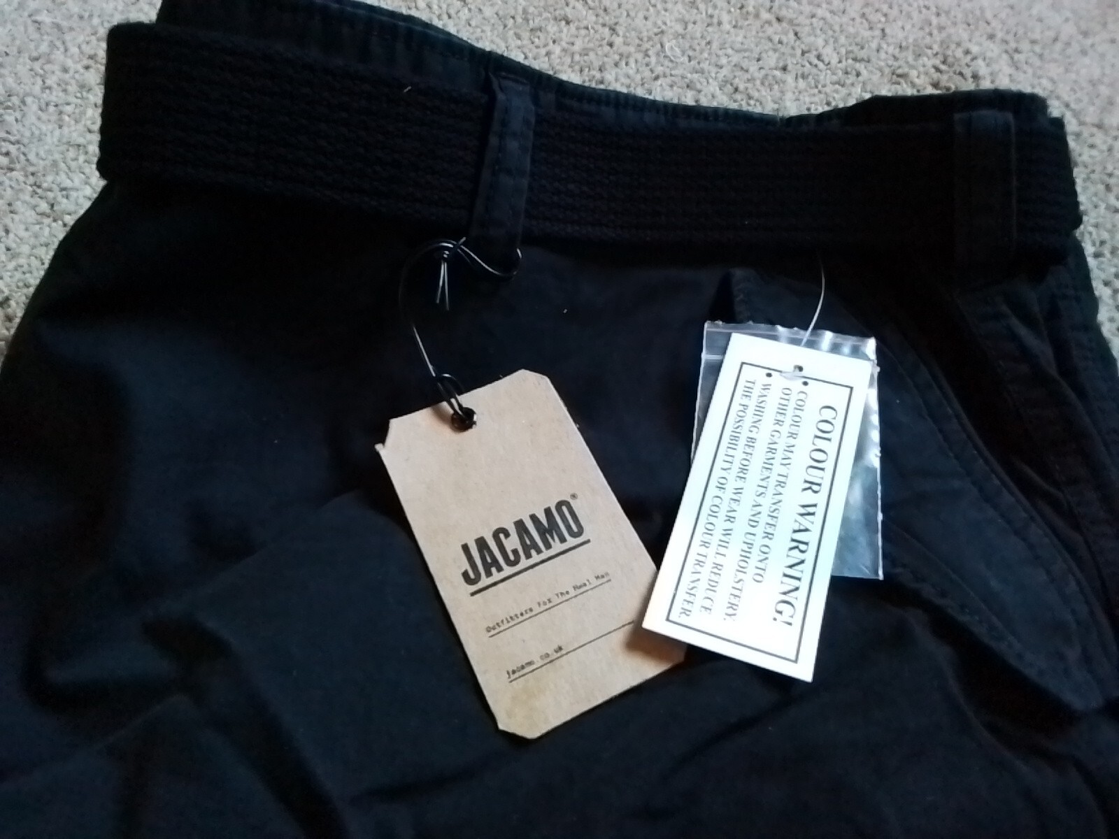 Mens Jacamo Black Cargo Trousers 52L eBay
