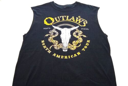 Men's Sleeveless Black Outlaws 2006 North American Tour T-Shirt Medium - Picture 2 of 6