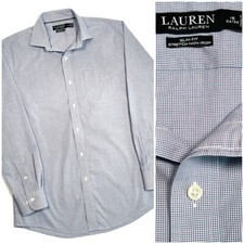 Ralph Lauren Mens Dress Shirt Size 16 34/35 Blue Purple Fine Plaid Checkered