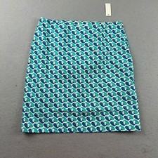 Talbots Skirt Womens 8P Blue Whale AOP Side Zip Straight Pencil NWT