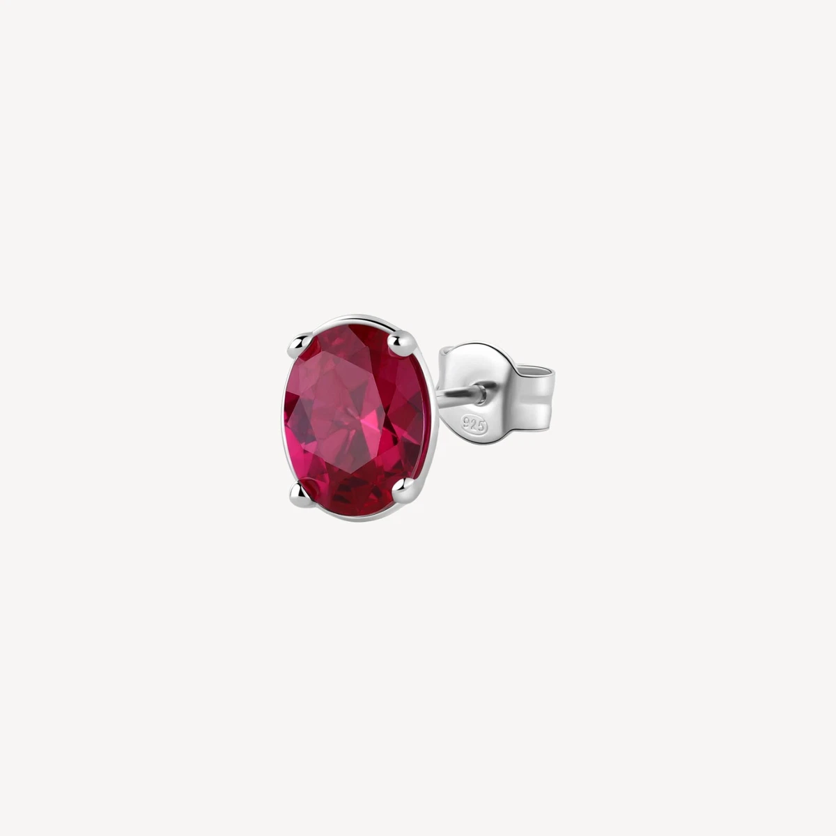 Orecchini A Perno In Argento 925 Con Zirconi Cubici – Ovale Con Centro Brillante – Chiusura A Farfalla
