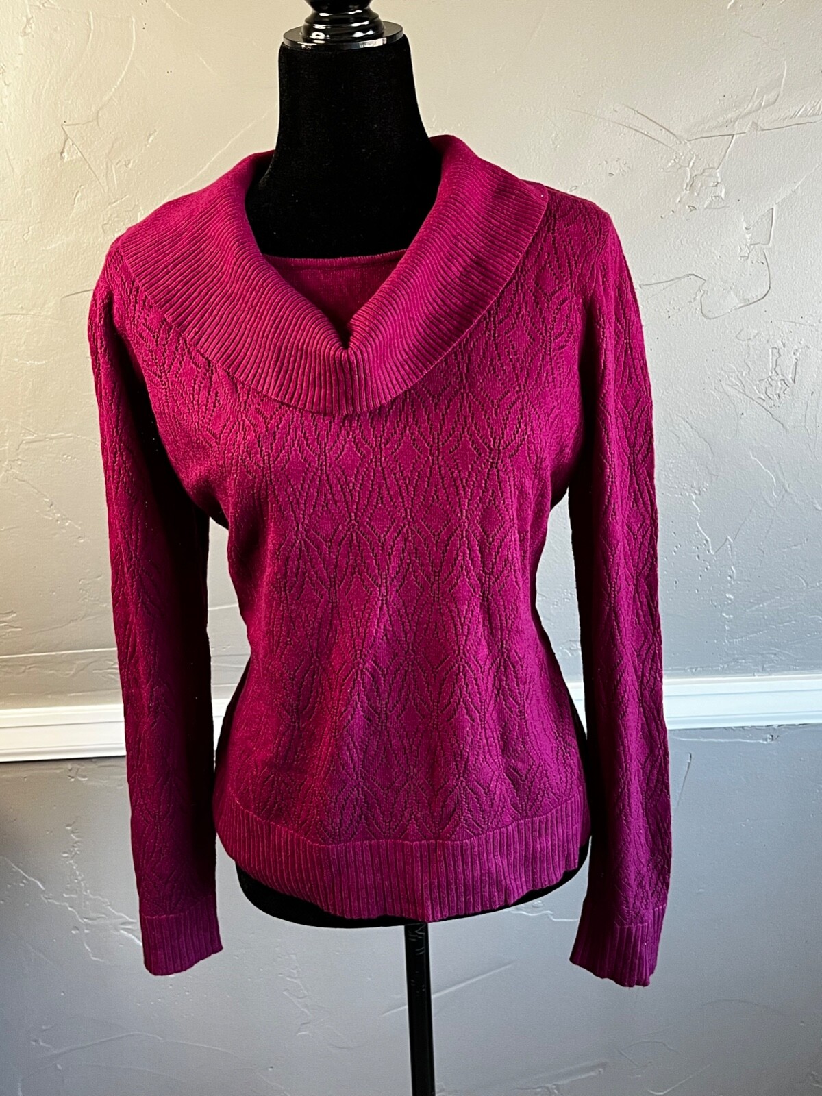 Charter Club Women's Size XL Red Silk Blend Cowl Knit Top NWT