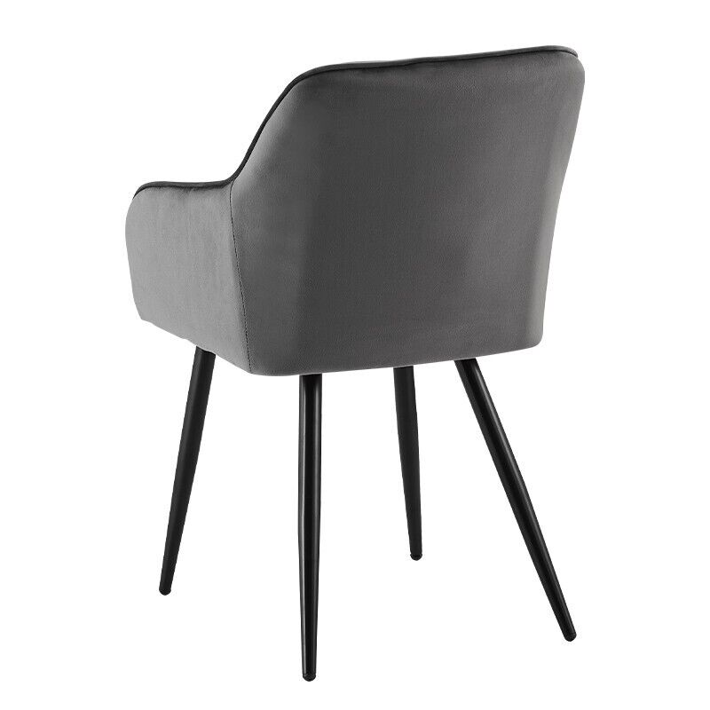 Grey Velvet Dining Chairs Set 2 Low Back Kitchen Dining Room Chairs