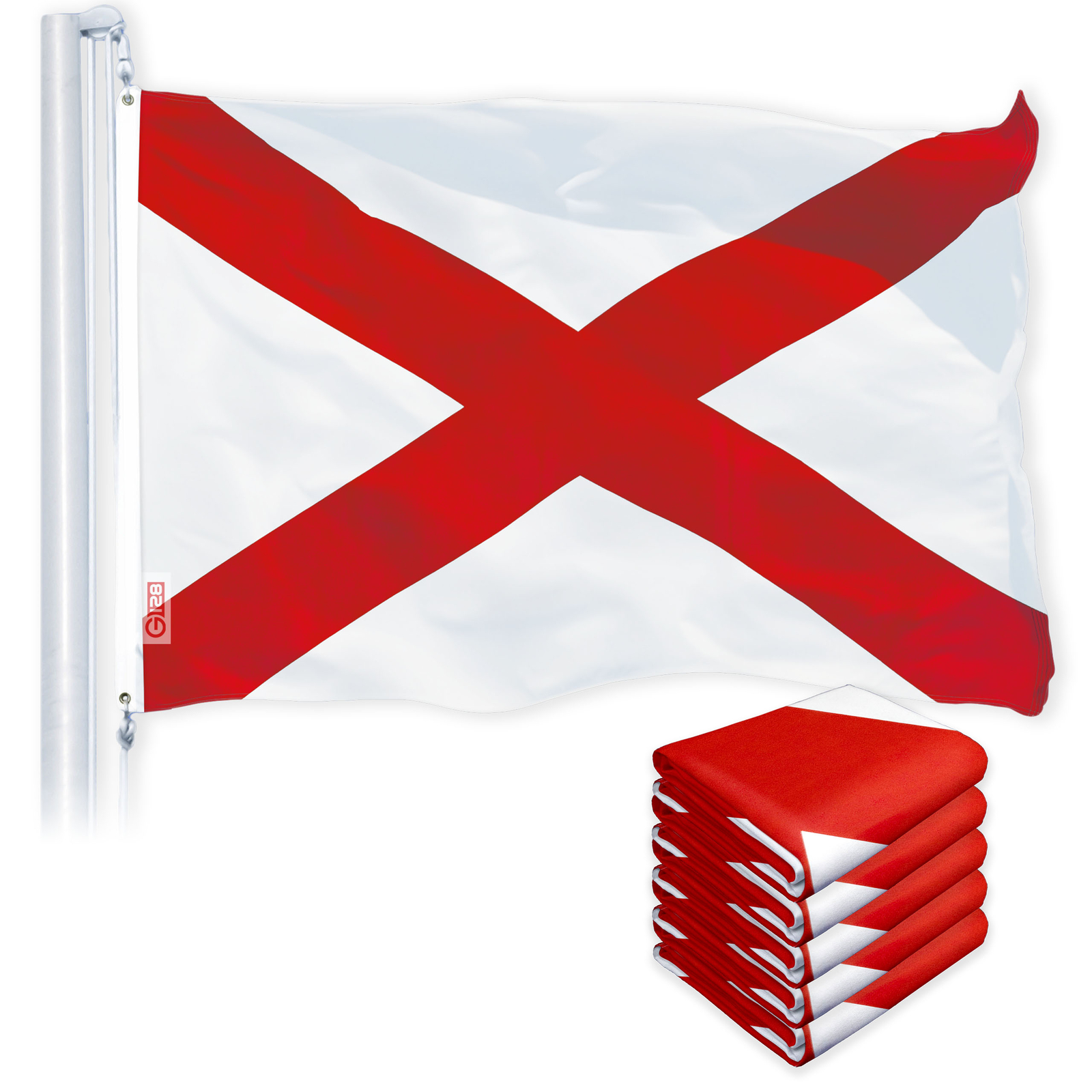 Alabama AL State Flag 3x5FT paquete de 5 poliéster impreso 150D por G128