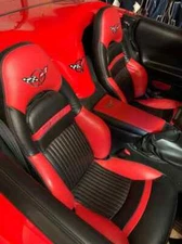 Chevy C5 Synthetic Leather Sports Seat Covers In Black & Red Color (1997-2004)