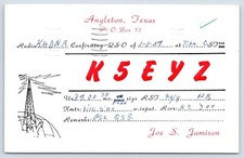 Tarjeta de radioaficionado QSL CB K5EYZ Angleton Texas de colección Brazoria County TX 1959 tarjeta