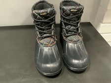 Sperry Kids Port Black  Rainbow Stitch Duck Boots Size 5