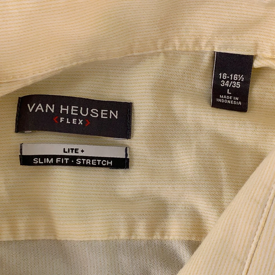 Van Heusen Flex мужской большой желтый в полоску Slim Fit длинным рукавом платье рубашка - Изображение 2 из 4