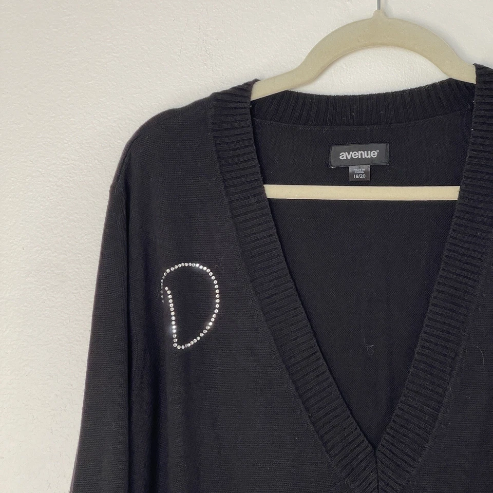 Suéter Avenue Mujer 18 Negro Túnica Tejido Estrás D Manga Larga Universitario Foto 2 de 4