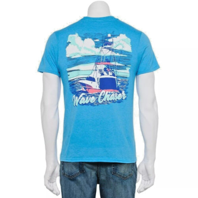 Croft & Barrow Men's T-Shirt Modern Fit Graphic Tee Top Blue Wave Chaser