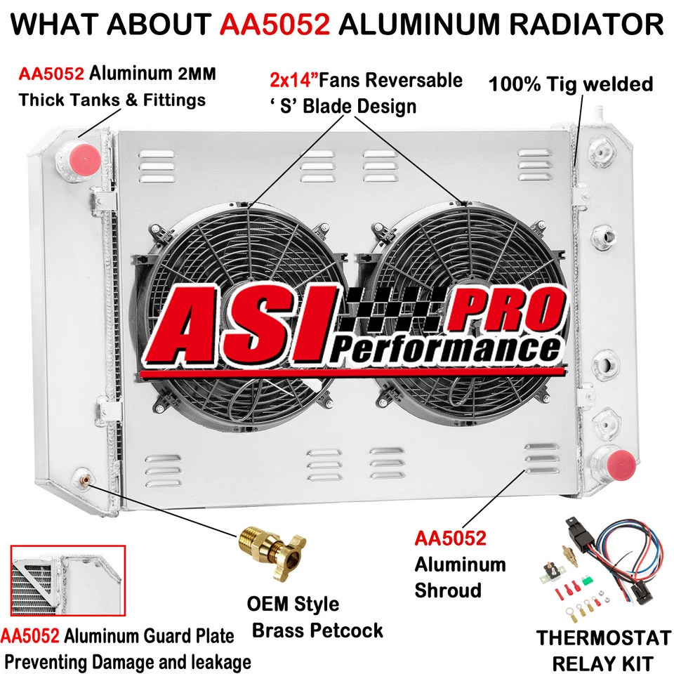 3 Row Radiator Shroud Fan For 1991~01 Chevy GMC C6500 C7000 Topkick Kodiak 7.0L. Foto 2 de 4