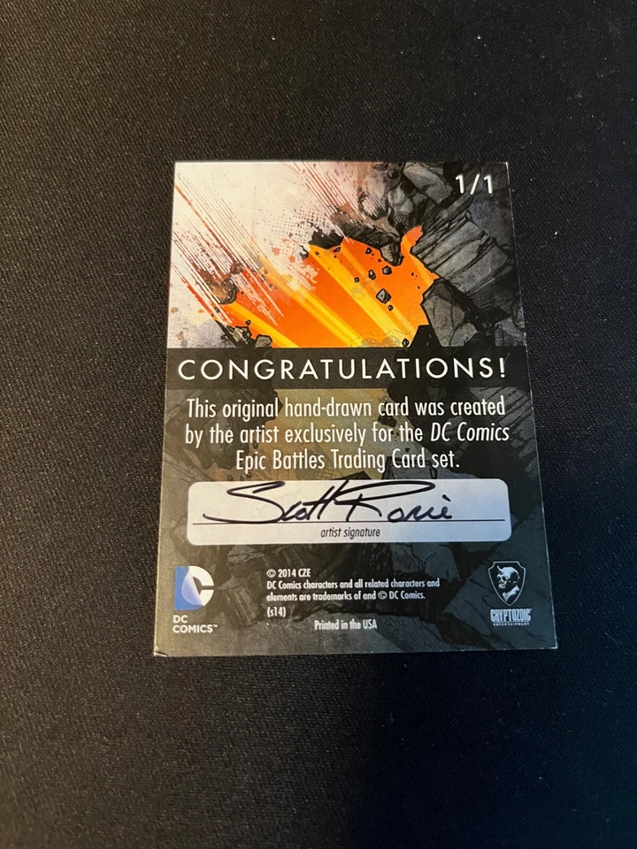 J'onn J'onzz 2014 Cryptozoic DC Comics Epic Battle Sketch Card Scott Rorie 1/1 - Image 2 of 2