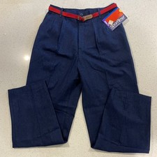 Vintage Levi  s Sport Timer Women  s Pants 14 1970's Dark Wash With Red Belt