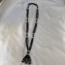 Vintage Fresh Water Pearl Black Glass Beads Necklace