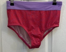 NEW Nike Youth Girls Swimsuit Water dots High Rise Bikini Bottoms Pink Large